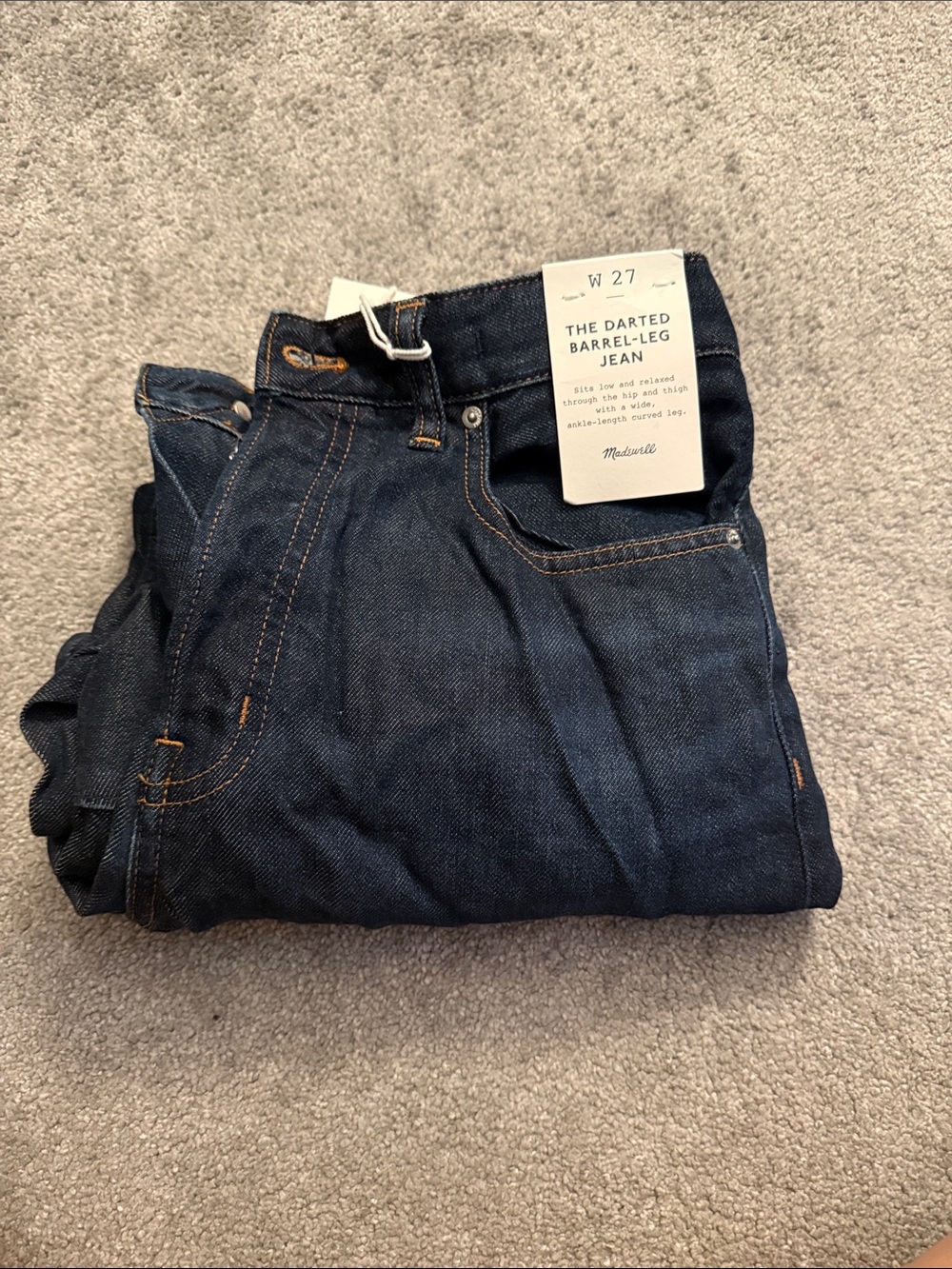 Madewell Women Darted Barrel-Leg Jeans - Dark Blue